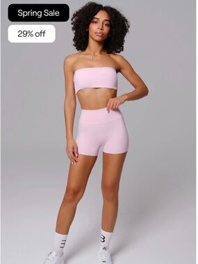BOTA Light Pink Seamless High-Waist Bike Shorts Set.  Worn once for an hour.